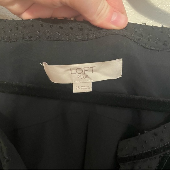 LOFT Womens Blouse Black Plus Size 26 Textured Velvet Panel Long Sleeves - Picture 5 of 5